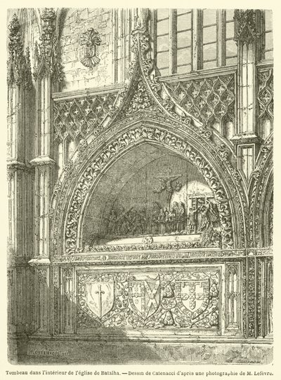 Tumba no interior da igreja da Batalha (gravura) de French School