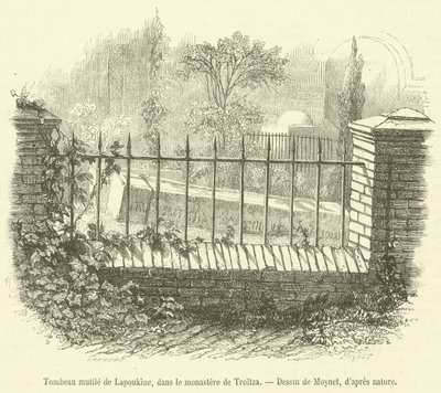 Túmulo mutilado de Lapukin, no mosteiro de Troitza (gravura) de French School