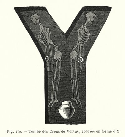 Sepulturas das Cronhas de Vertus, escavadas em forma de Y (gravura) de French School