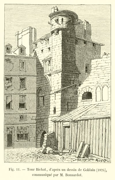 Tour Bichat, depois de um desenho de Goblain, 1824, comunicado por M. Bonnardot de French School