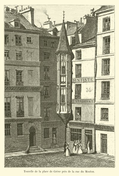 Torreta da Place de Greve, perto da rue du Mouton de French School