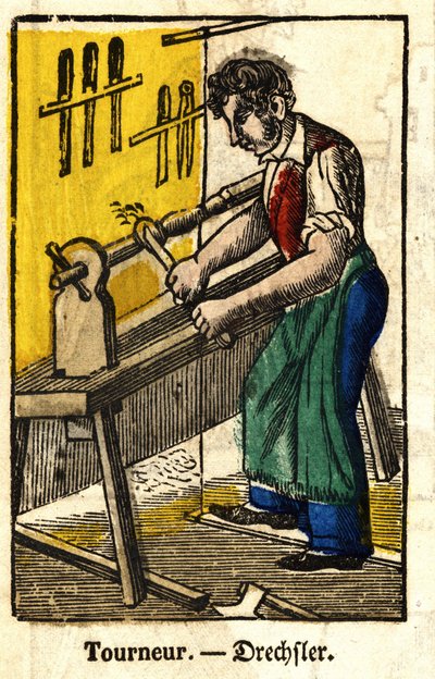 Tourneur - Séries sobre artesanato. Imagem de Epinal do século XIX de French School