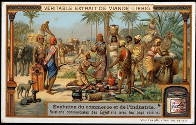 Desenvolvimento do comércio e da indústria: Relações comerciais do Egipto com os países vizinhos - Liebig Chromolithography de French School