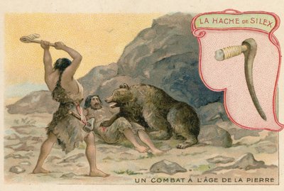 Cartão de comércio com uma imagem de um machado de sílex de French School