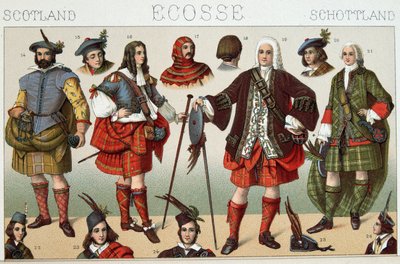 Fantasias tradicionais escocesas - em "Le costume historique" de Racinet de French School
