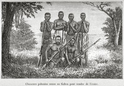 Traje tradicional do Povo Indígena do Gabão, ilustração de 