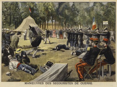 Exercício de treinamento para médicos do exército, França, 1897 de French School