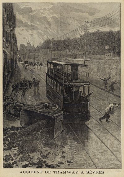 Acidente de bonde em Sevres, França, 1897 de French School