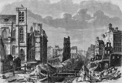 Transformações de Paris sob o Segundo Império , Paris Haussmannian : obras na montanha Saint Genevieve (Sainte-Genevieve) de French School