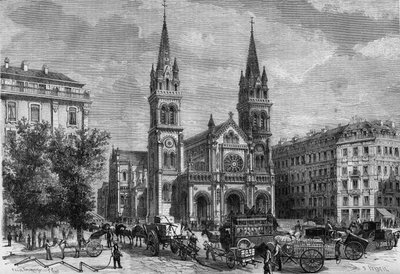 Transformações de Paris sob o Segundo Império, Paris Haussmannian: vista exterior da igreja Saint Ambroise (Saint-Ambroise) construída por Theodore Ballu (1817-1885) de French School