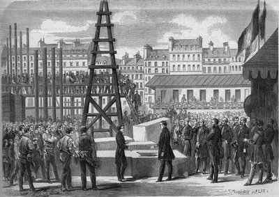 Transformações de Paris sob o Segundo Império, Haussmann Paris: instalação da estreia da Ópera Garnier pelo Ministro de Estado Joseph Alexandre Colonna (1810-1868), Conde Walewski, na presença do arquitecto Charles Garnier (1825-1898) de French School