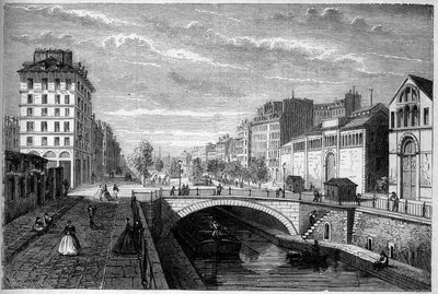 Transformações de Paris sob o Segundo Império, Paris Haussmannian: vista da avenida Richard Lenoir estabelecida na abóbada do Canal Saint Martin. Gravura no "Le Monde Illustré" n°233 de 28 de setembro de French School