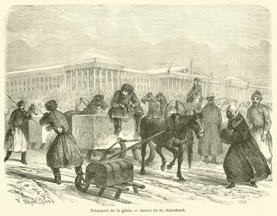 Transporte de gelo (gravura) de French School