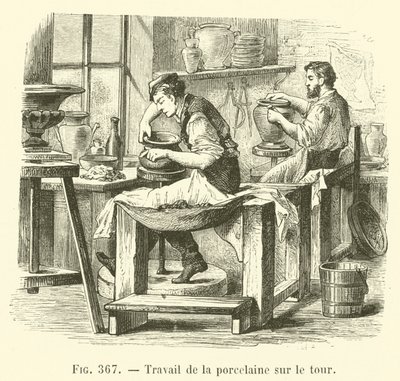 Trabalho de porcelana no torno (gravura) de French School