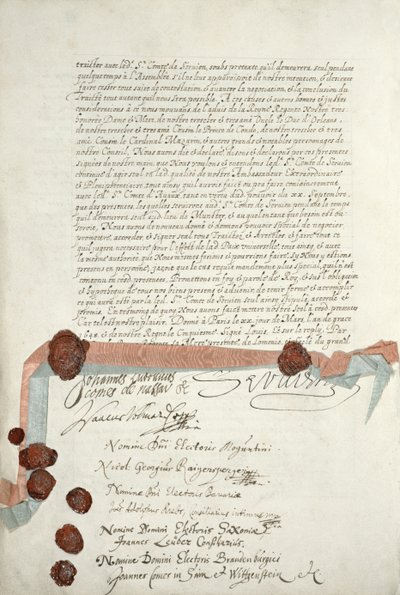 Tratado de Westphalia, assinado em Munster, 24 de outubro de 1648 (ver 211403) de French School