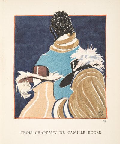 Trois Chapeaux de Camille Roger, de uma Colecção de Placas de Moda de French School