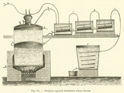 Terceiro aparelho de destilação de Isaac Berard (gravura) de French School
