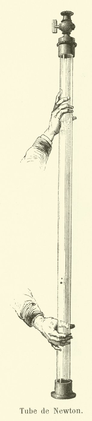 Tubo de Isaac Newton (gravura) de French School