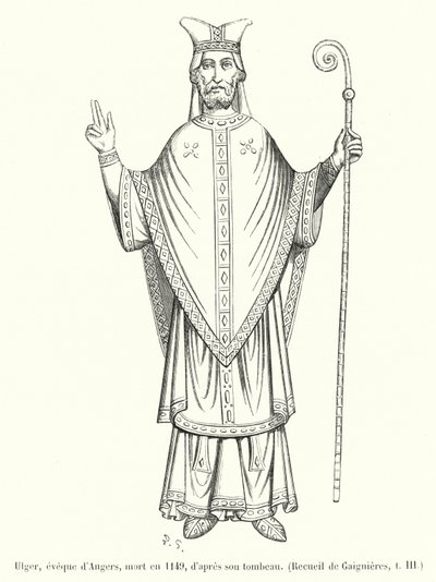 Ulger, bispo de Angers, morreu em 1149, de sua tumba (gravura) de French School