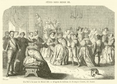 Un Bal a la cour de Henri III (gravura) de French School