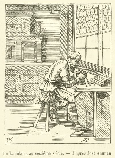 Um Lapidário no século XVI (gravura) de French School
