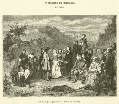 Um casamento puritano (gravura) de French School