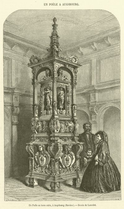 Um vaso de terracota em Augsburg, Baviera (gravura) de French School