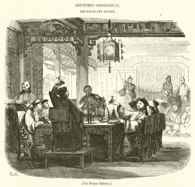 Uma refeição chinesa (gravura) de French School