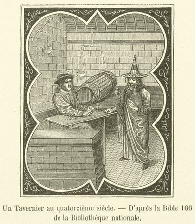 Um Tavernier no século XIV (gravura) de French School