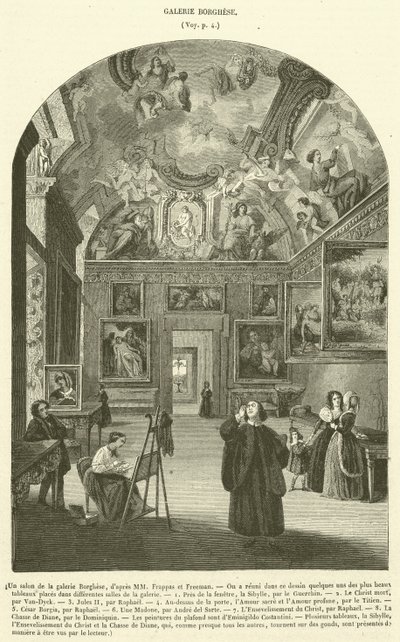 Um salão na Galeria Borghese (gravura) de French School