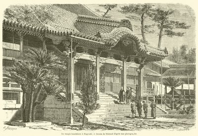 Um templo budista em Nagasaki (gravura) de French School