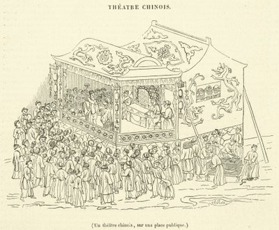 Um teatro chinês, numa praça pública (gravura) de French School