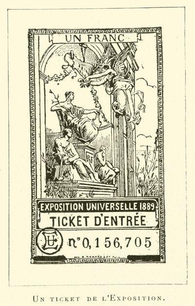 Um bilhete de gravura da Exposição de French School