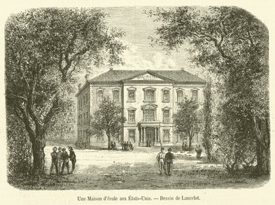 Uma casa escolar nos EUA (gravura) de French School