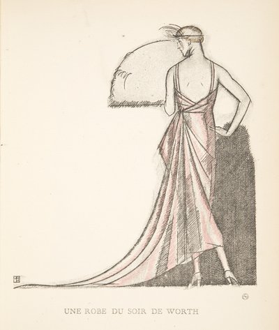 Um vestido de noite de valor, de uma coleção de placas de moda de French School
