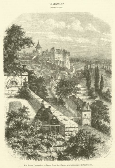 Uma Vista de Chateaudun (gravura) de French School
