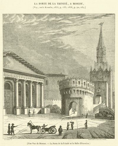 Vista de Moscovo, a Porta da Trindade e a Sala de Exercícios (gravura) de French School