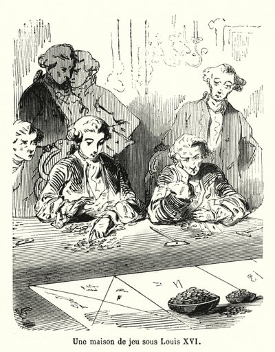 Uma casa de jogos sob Louis XVI (gravura) de French School