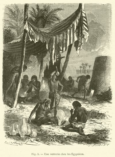 Vidro entre os egípcios (gravura) de French School