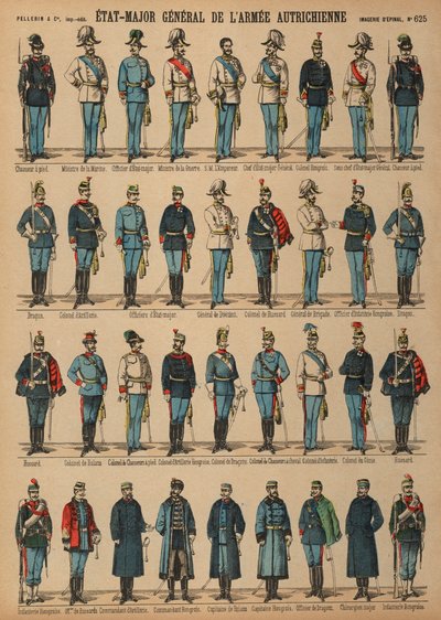 Uniformes do Exército Austro-Húngaro (gravura colorida) de French School