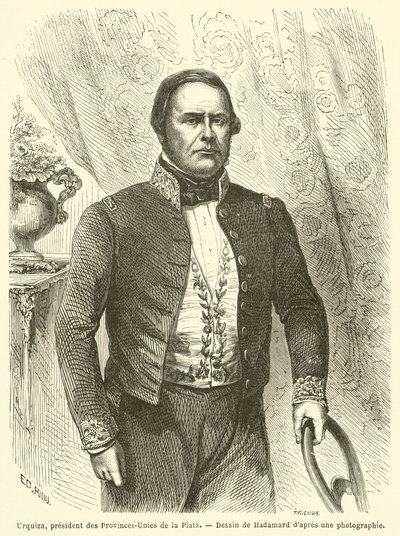 Urquiza, presidente das Províncias Unidas de La Plata (gravura) de French School