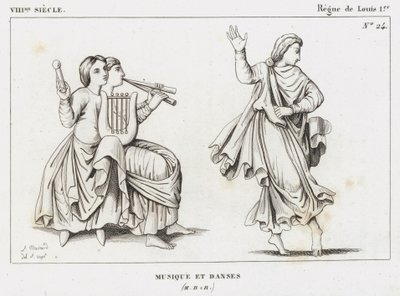 VIII Siecle, Regne de Louis I, Musique et Danses (gravura) de French School
