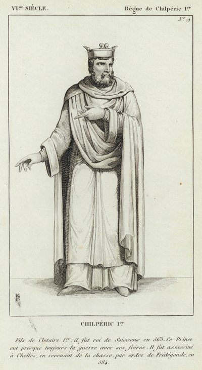 VI Siecle, Regne de Chilperic Ier, Chilperic Ier (gravura) de French School