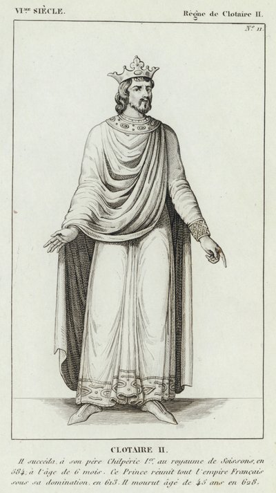 Século VI, Reinado de Clotaire II, Clotaire II (gravura) de French School