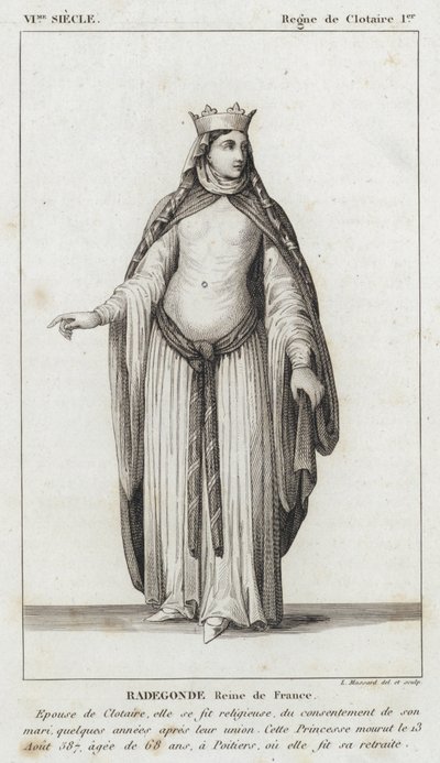 Século VI, Reinado de Clotaire I, Radegonde, Rainha de França (gravura) de French School