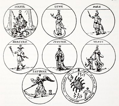 Vários tipos de talismãs de French School