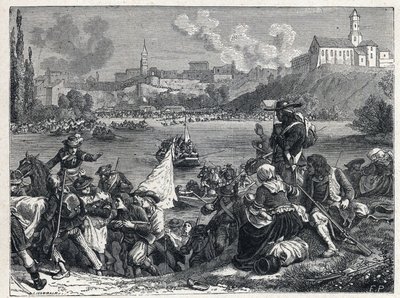 Guerra de Vendee (1793-1796): os vendeanos, derrotados na Batalha de Cholet, voltaram ao Loire em 18 de outubro de French School
