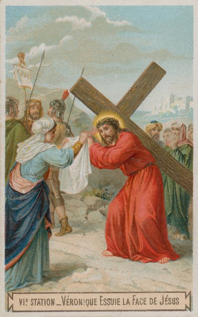 Verônica enxuga o rosto de Jesus. A sexta estação da cruz de French School