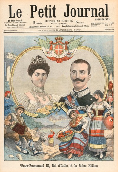Victor-Emmanuel III da Itália e a Rainha Helene de French School