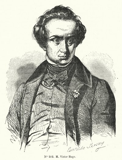 Victor Hugo, romancista e dramaturgo francês (gravura) de French School